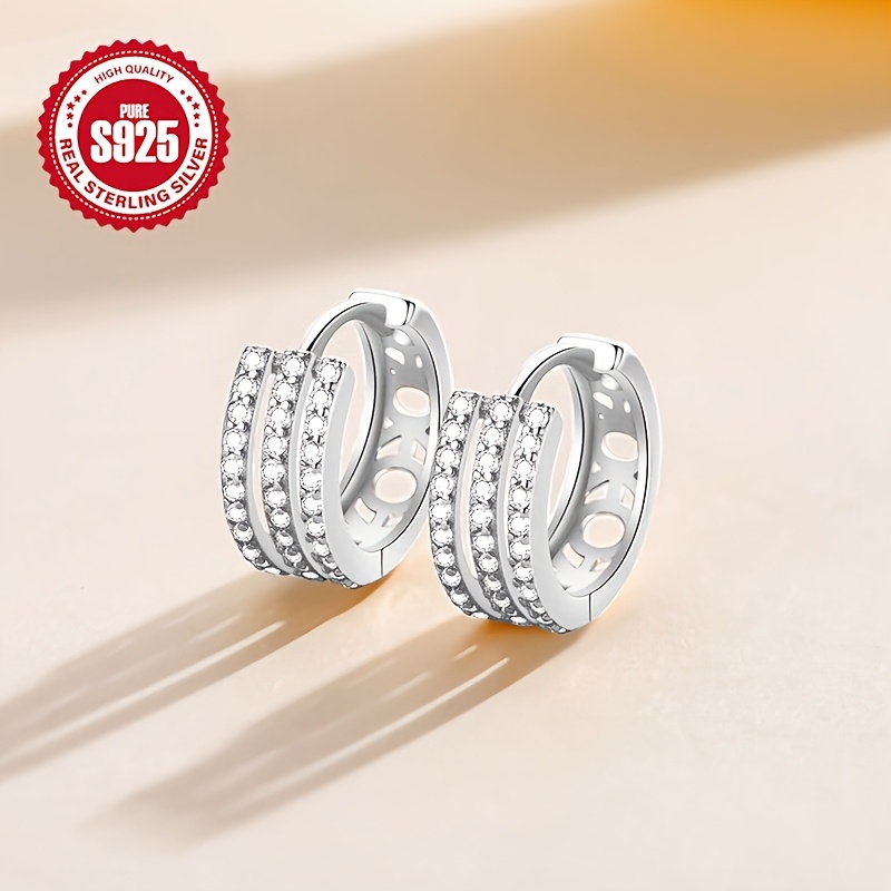 Artificial Zirconia Earring Clasps S925 Silver Micro Set Bling Bling